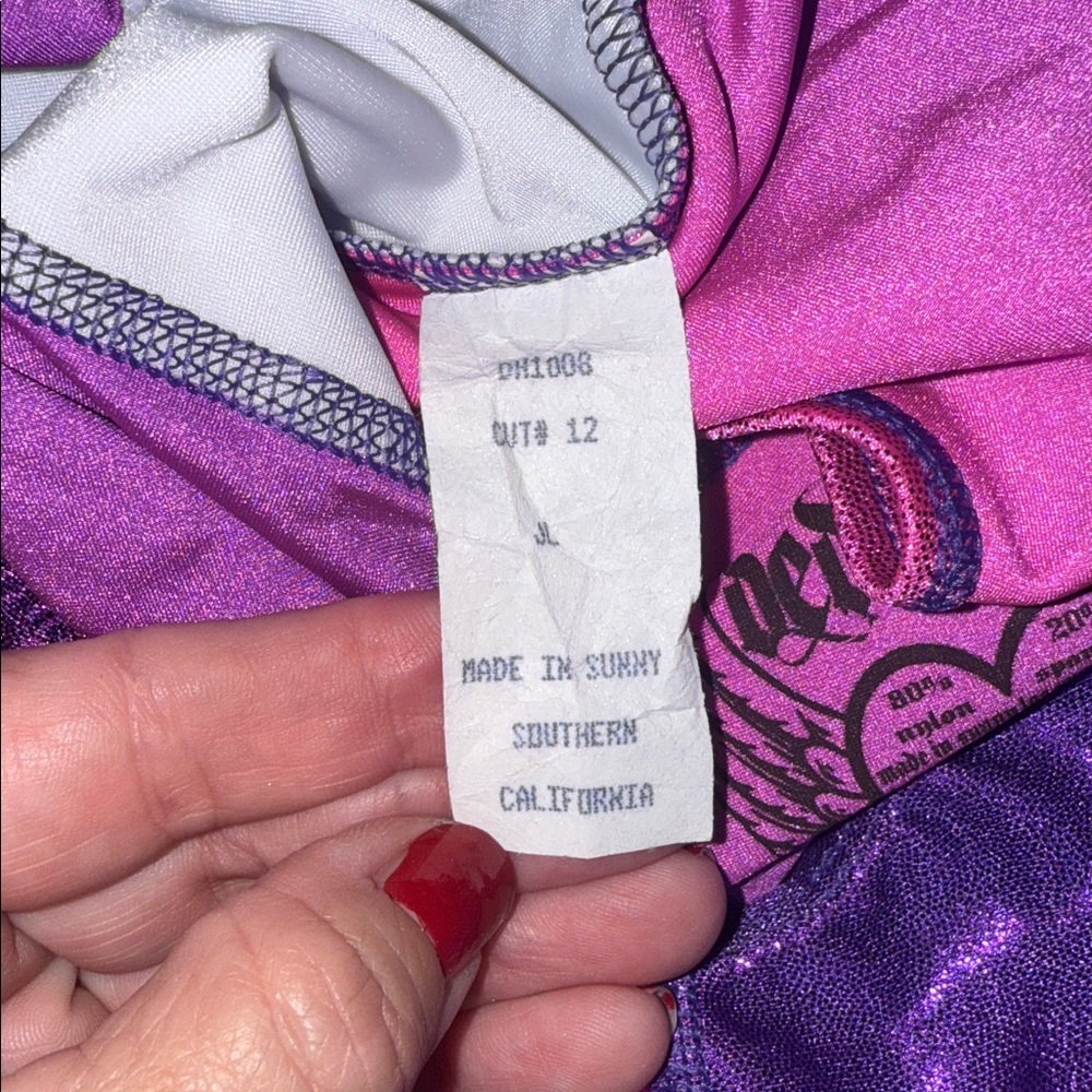 Purple Pink Shiny Dedicated Leotard LWRG open back EUC Sz JL - Picture 3 of 4
